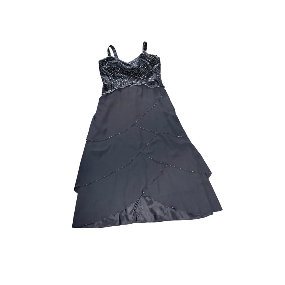 Montage by Mon Cheri Black Dress Gown MOB Sequined Black Tiered 16 - Picture 7 of 8